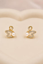 Load image into Gallery viewer, Crystal Swan Pearl Stud Earrings
