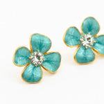 Load image into Gallery viewer, Teal Petal Crystal Centre Studs
