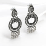 Load image into Gallery viewer, Oxidised Silver Butterfly Chandbali Earrings
