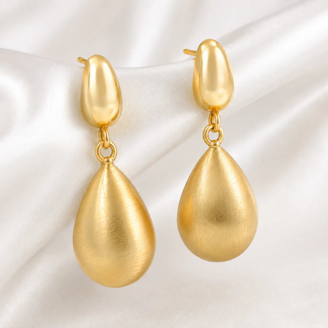 Chunky Oval Matte Teardrop Earrings