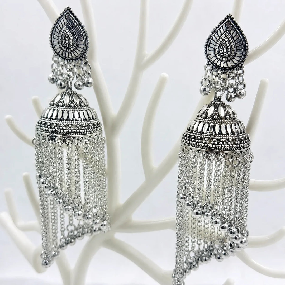 Tribal Chain Drop Jhumka Earrings