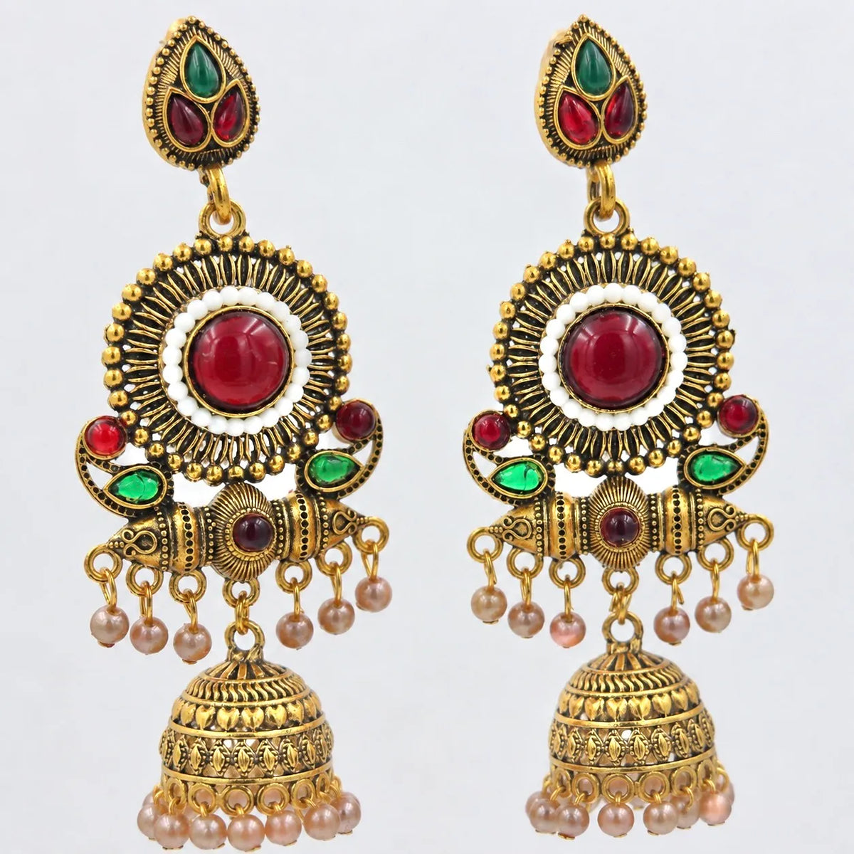 Heritage stone jhumka earrings
