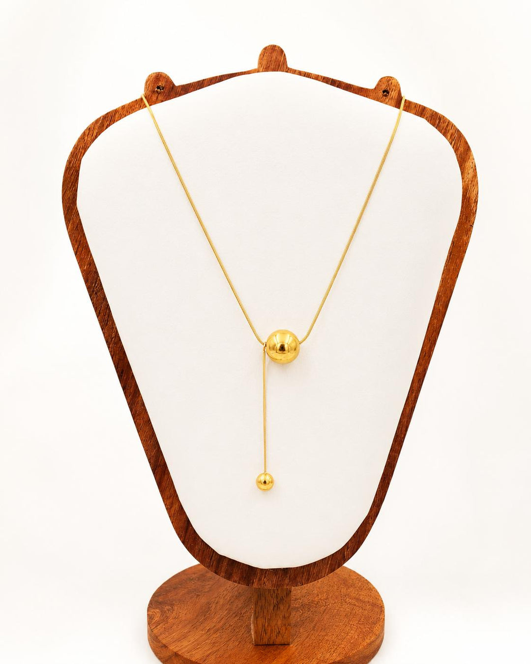 Gold Sphere Lariat Necklace