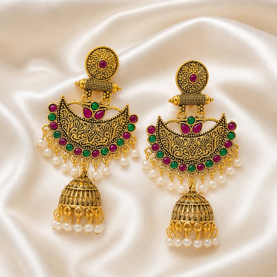 Heritage Chandbali Jhumka Earrings