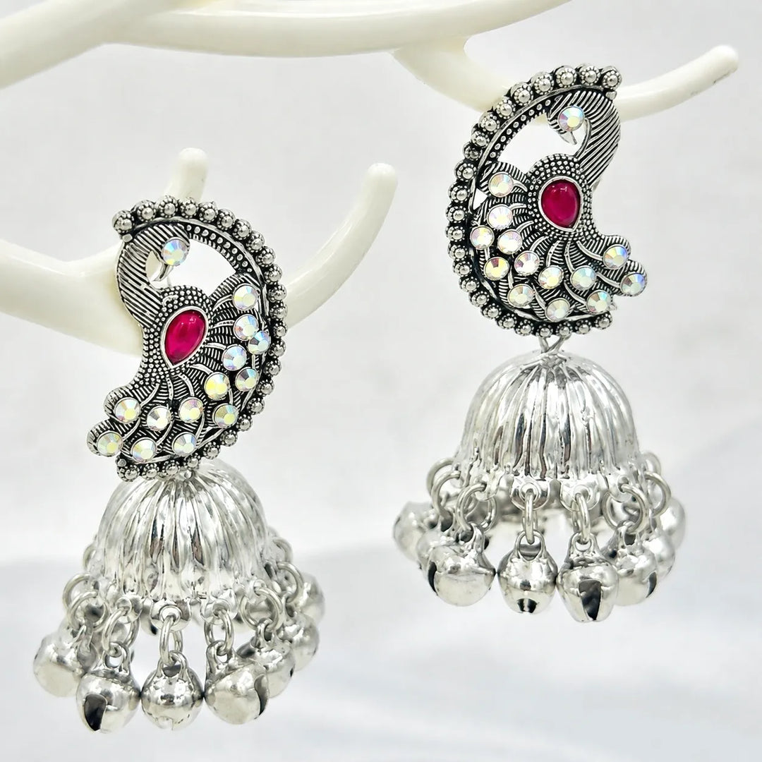 Ruby Peacock Jhumka Earrings