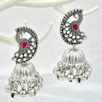 Load image into Gallery viewer, Ruby Peacock Jhumka Earrings
