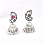 Load image into Gallery viewer, Ruby Peacock Jhumka Earrings
