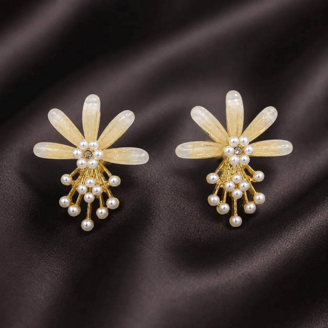 Ivory Bow Pearl Branch Drop Earrings
