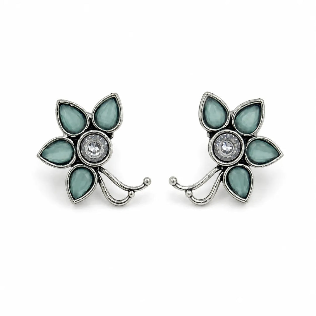 Floral Oxidised Stud Earrings