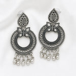 Load image into Gallery viewer, Oxidised Silver Butterfly Chandbali Earrings
