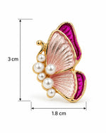 Load image into Gallery viewer, Ruvique Butterfly Pearl Enamel Stud Earrings – Blush Pink &amp; Magenta variant
