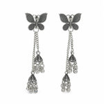 Load image into Gallery viewer, Oxidised Silver Butterfly Jhumka Earrings
