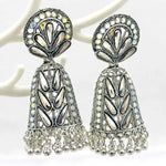 Load image into Gallery viewer, Mirror Stone Oxidised Jhumka Earrings
