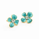 Load image into Gallery viewer, Teal Petal Crystal Centre Studs
