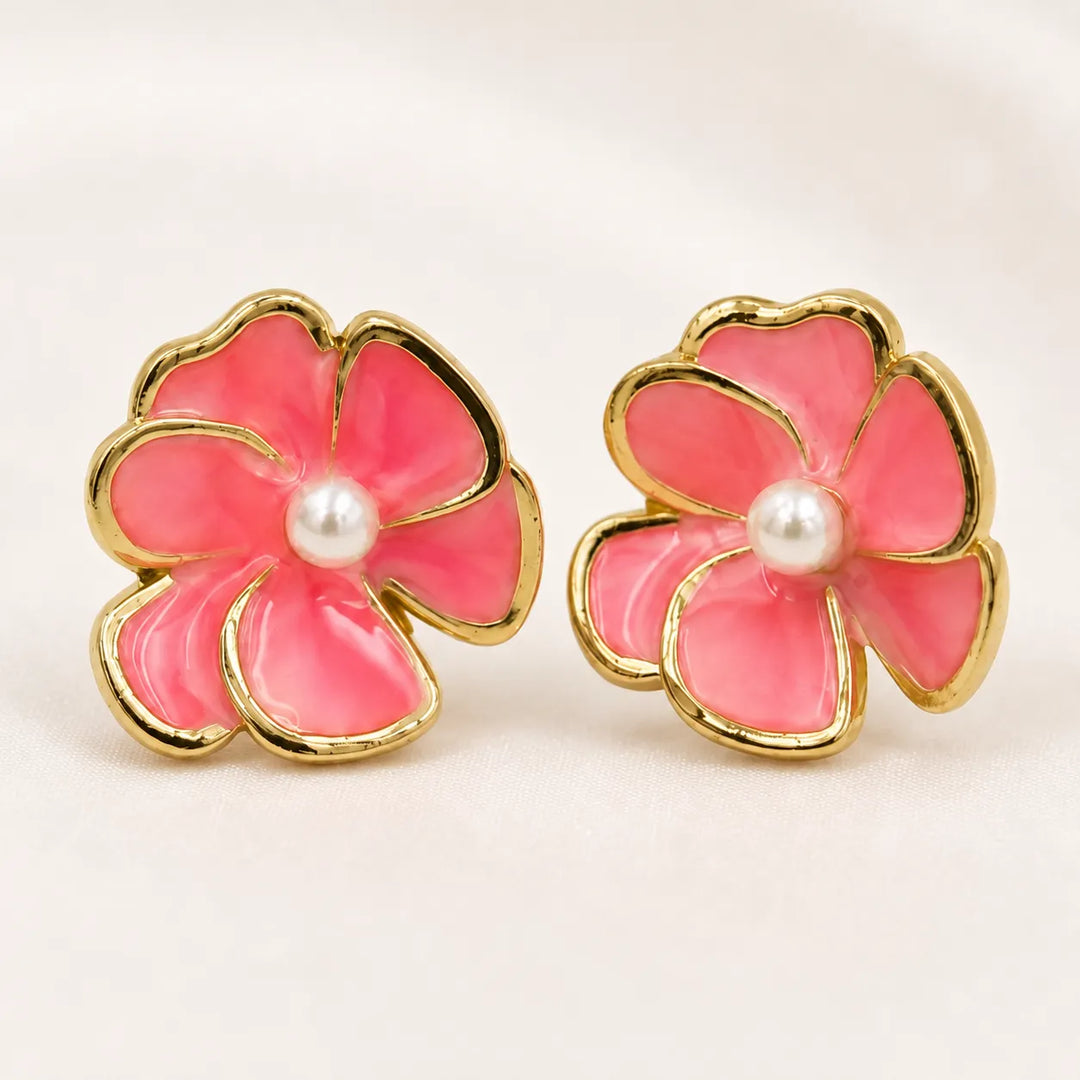 Peony Bloom Pearl Studs