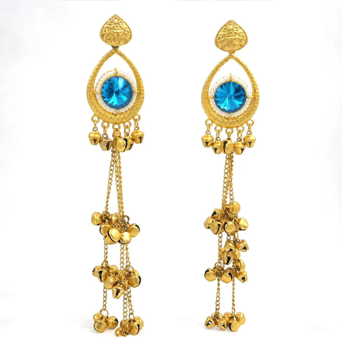 Sapphire heart kashmiri jhumka earrings