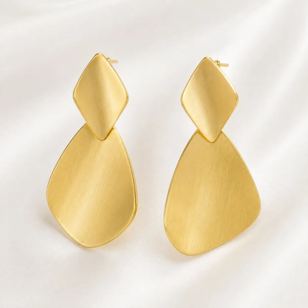 Matte Gold Leaf Drop Earrings