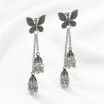 Load image into Gallery viewer, Oxidised Silver Butterfly Jhumka Earrings
