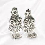 Load image into Gallery viewer, Oxidised Stone Ghungroo Jhumka Earrings
