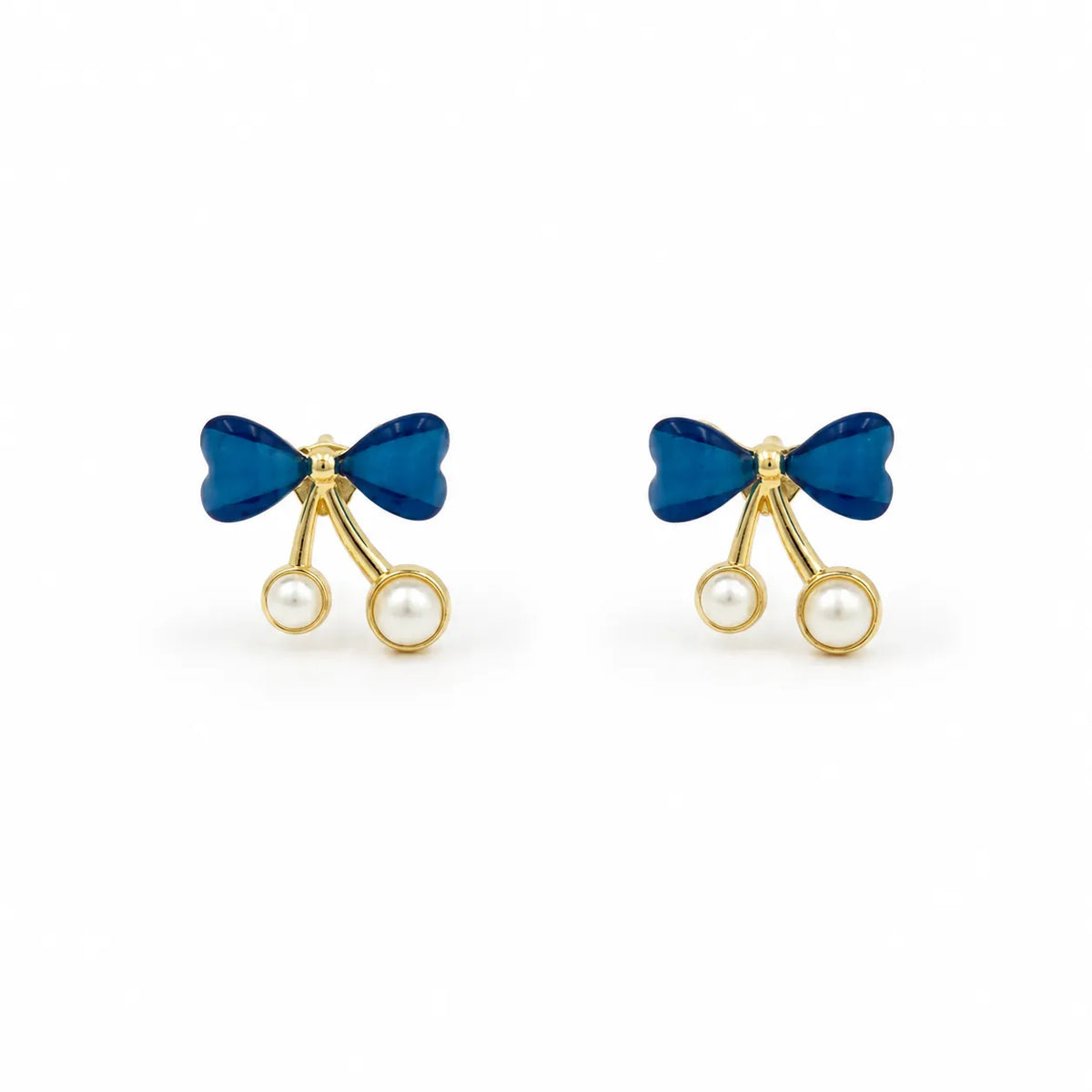 Sapphire bow cherry earrings