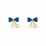Load image into Gallery viewer, Sapphire Bow Cherry Earrings
