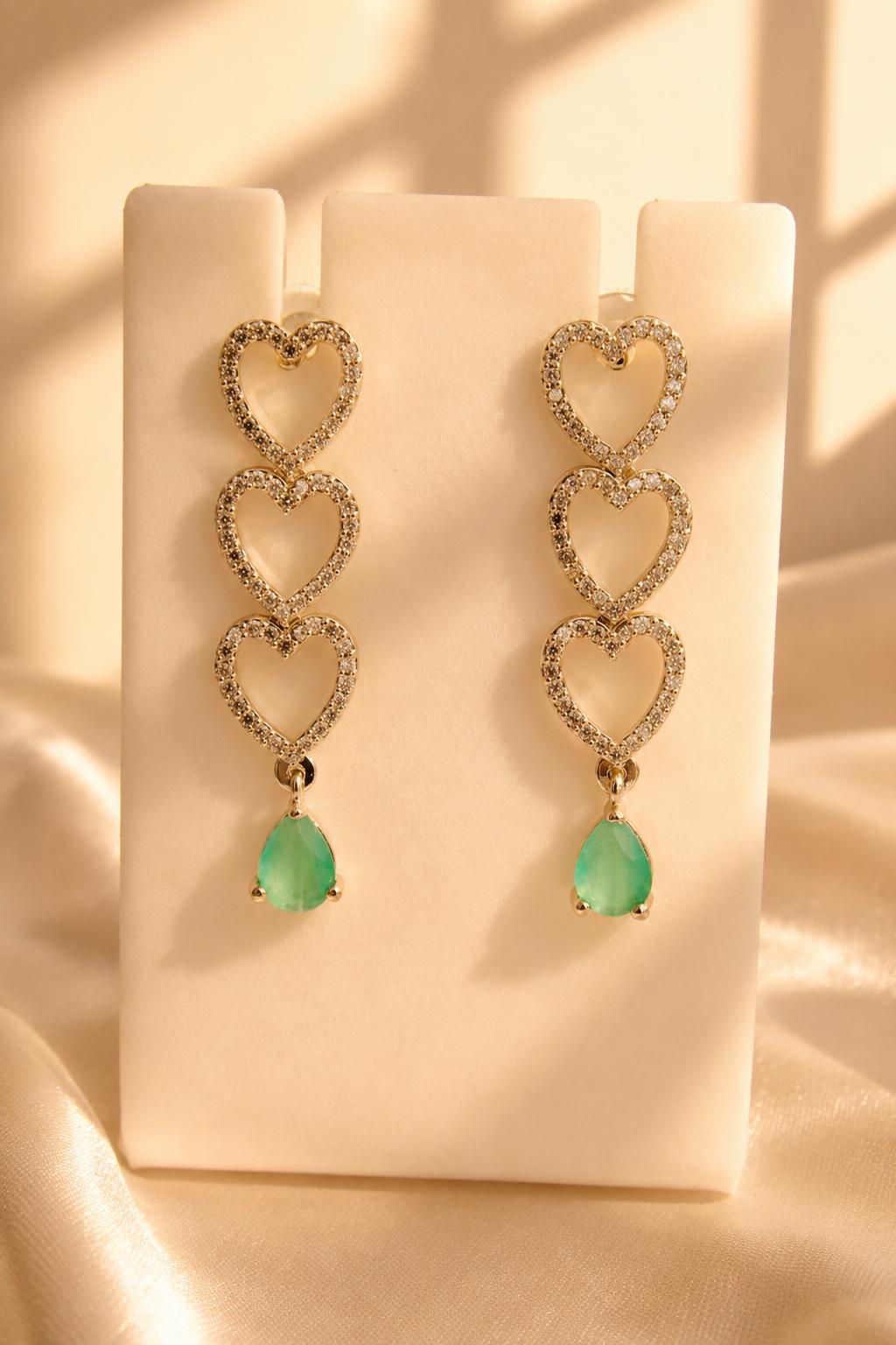Linked Hearts Mint Aqua Drop Set