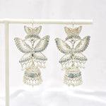 Load image into Gallery viewer, Silver Crystal Butterfly Jhumka Earrings
