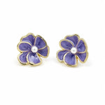 Load image into Gallery viewer, Violet Bloom Pearl Studs
