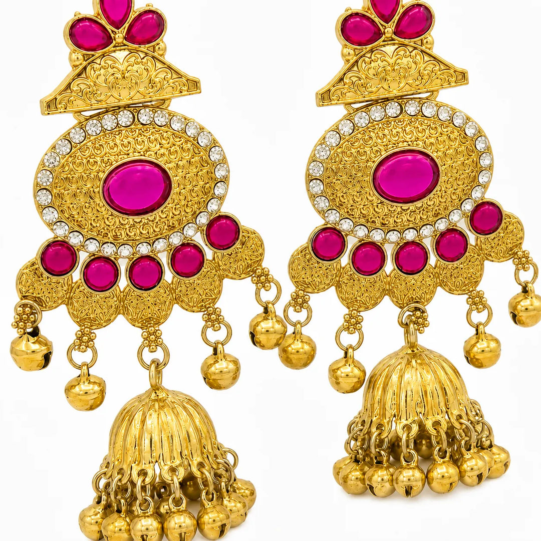 Antique Pink Chandbali Earrings