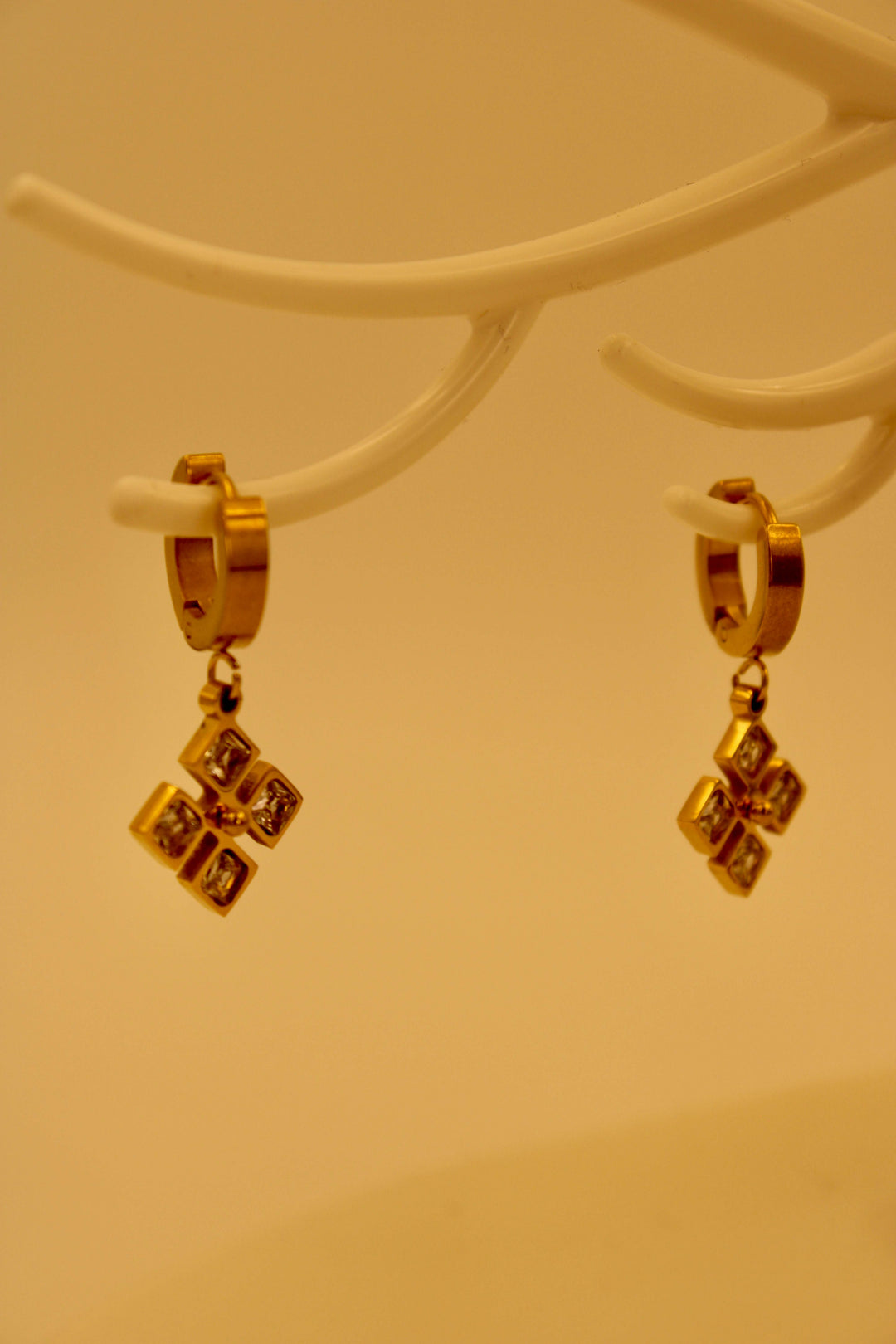 Crystal Cross Glow Earrings