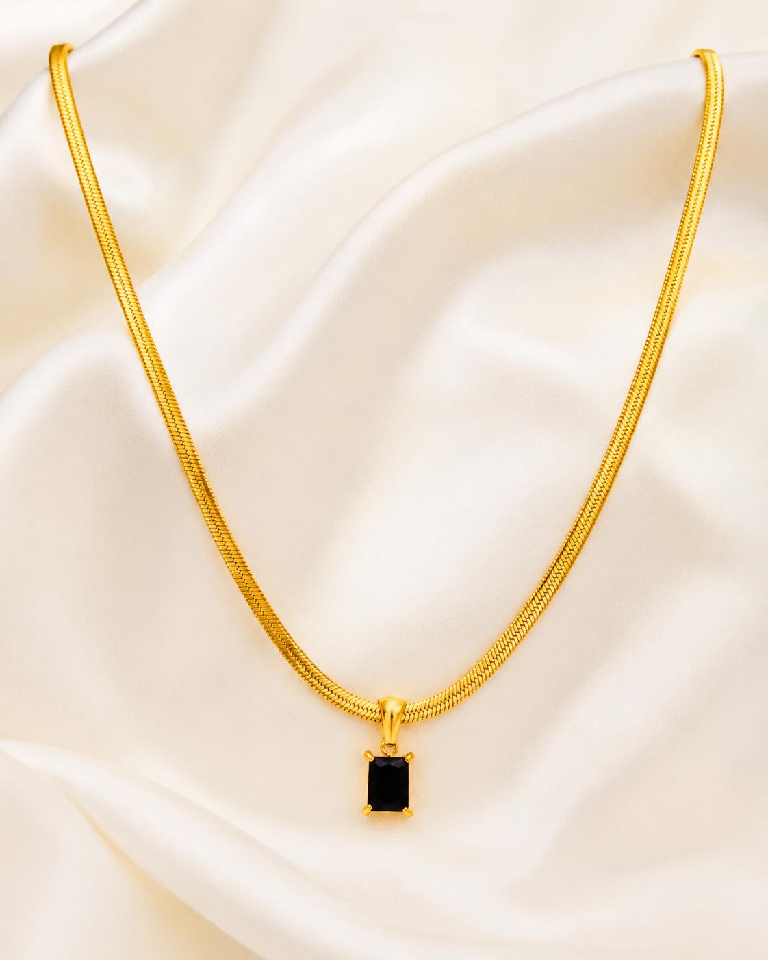 Midnight baguette necklace