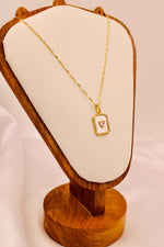 Load image into Gallery viewer, White Enamel Heart Frame Necklace
