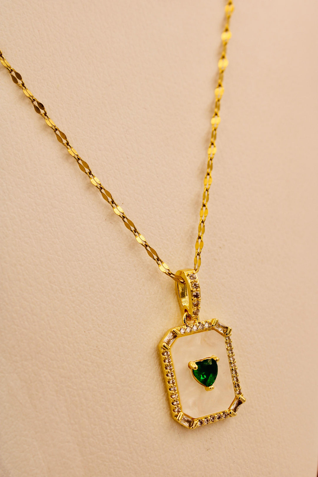 Emerald Heart Frame Necklace