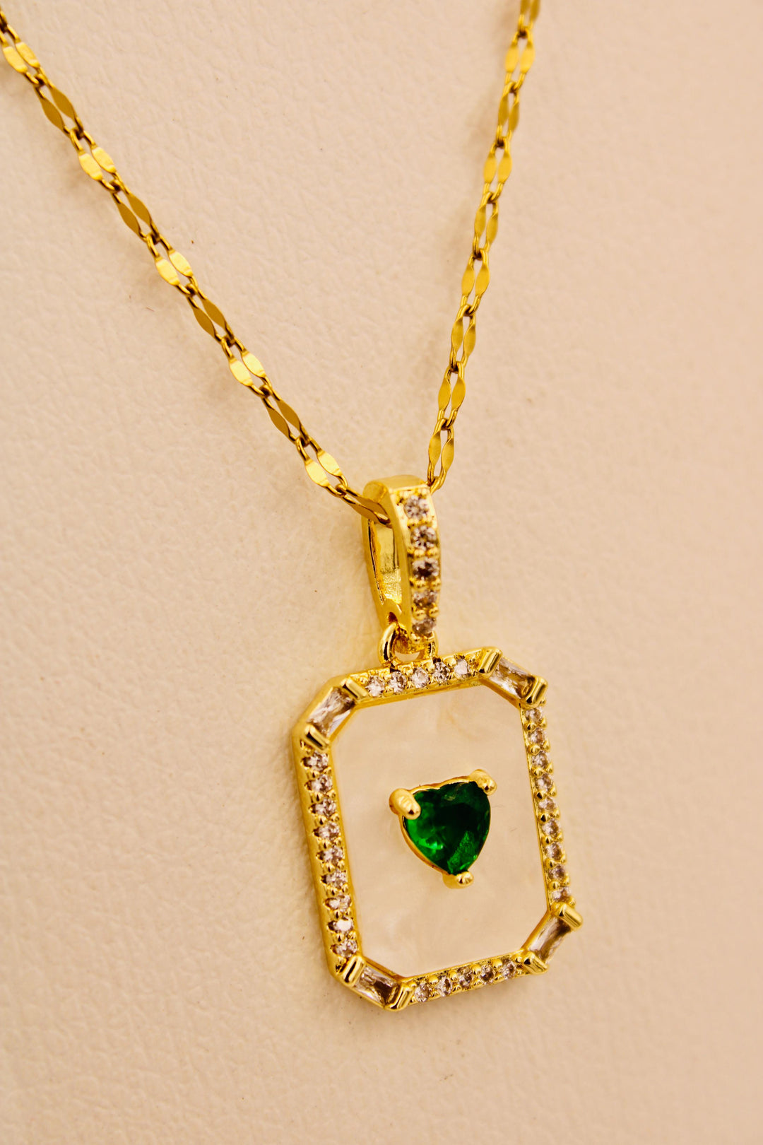 Emerald Heart Frame Necklace