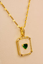 Load image into Gallery viewer, Emerald Heart Frame Necklace
