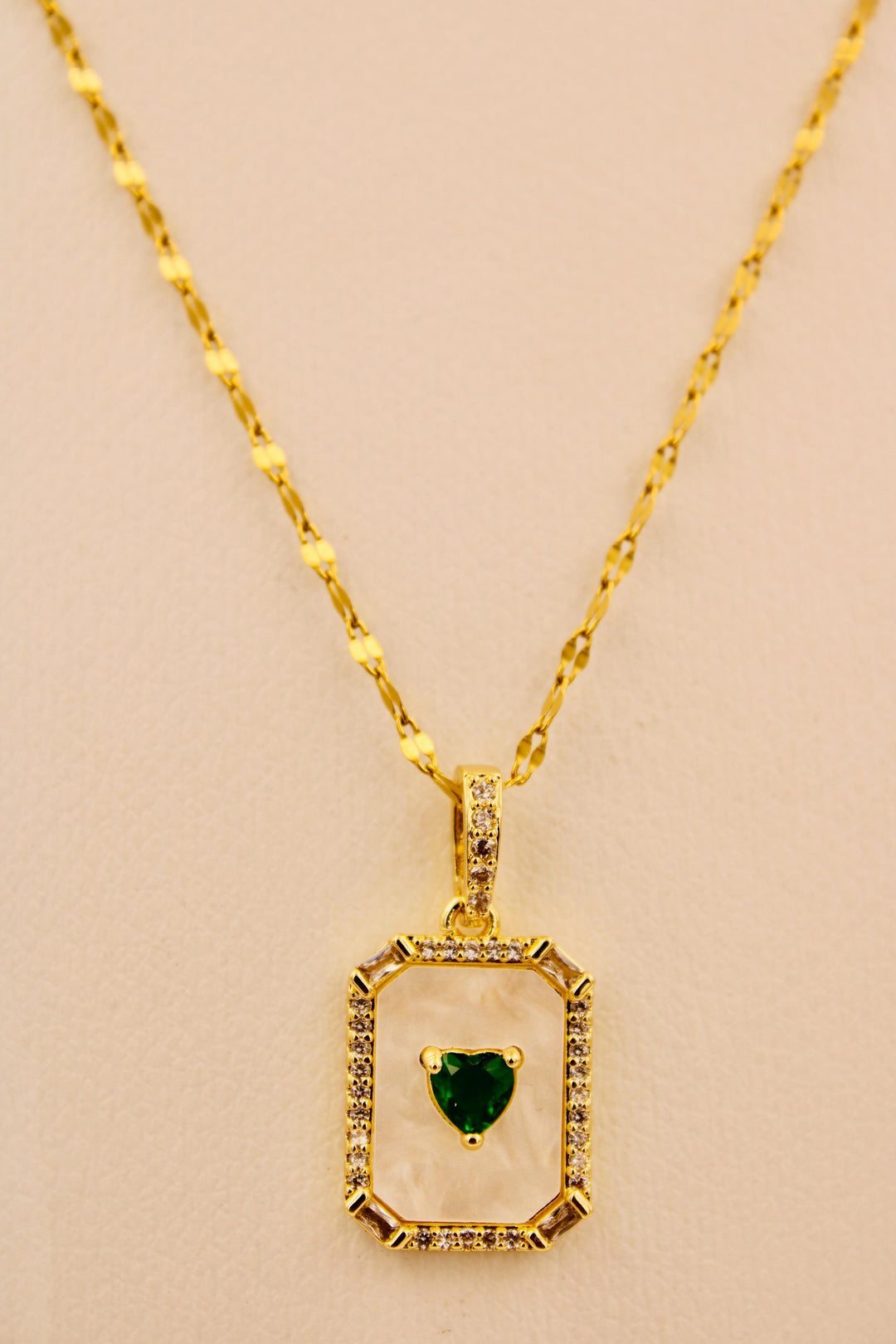 Emerald Heart Frame Necklace