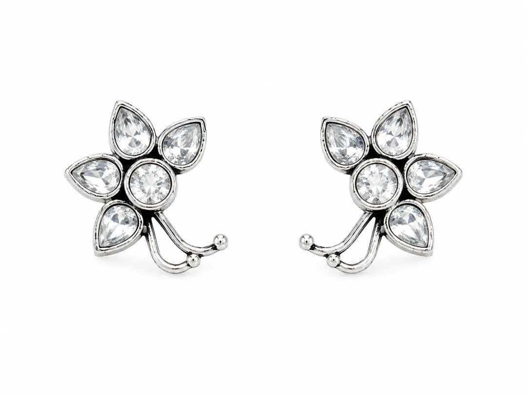 Floral Oxidised Stud Earrings