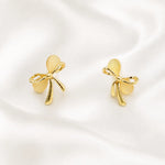 Load image into Gallery viewer, Gold Open Bow Opal Stud Earrings
