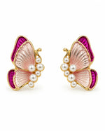 Load image into Gallery viewer, Ruvique Butterfly Pearl Enamel Stud Earrings
