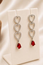 Load image into Gallery viewer, Linked Hearts Ruby Drop Necklace Set
