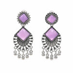 Load image into Gallery viewer, Lavender Stone Oxidised Ghungroo Earrings
