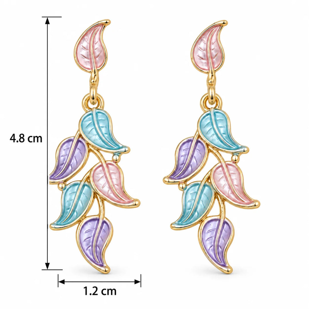 Ruvique Pastel Leaf Cascade Drop Earrings