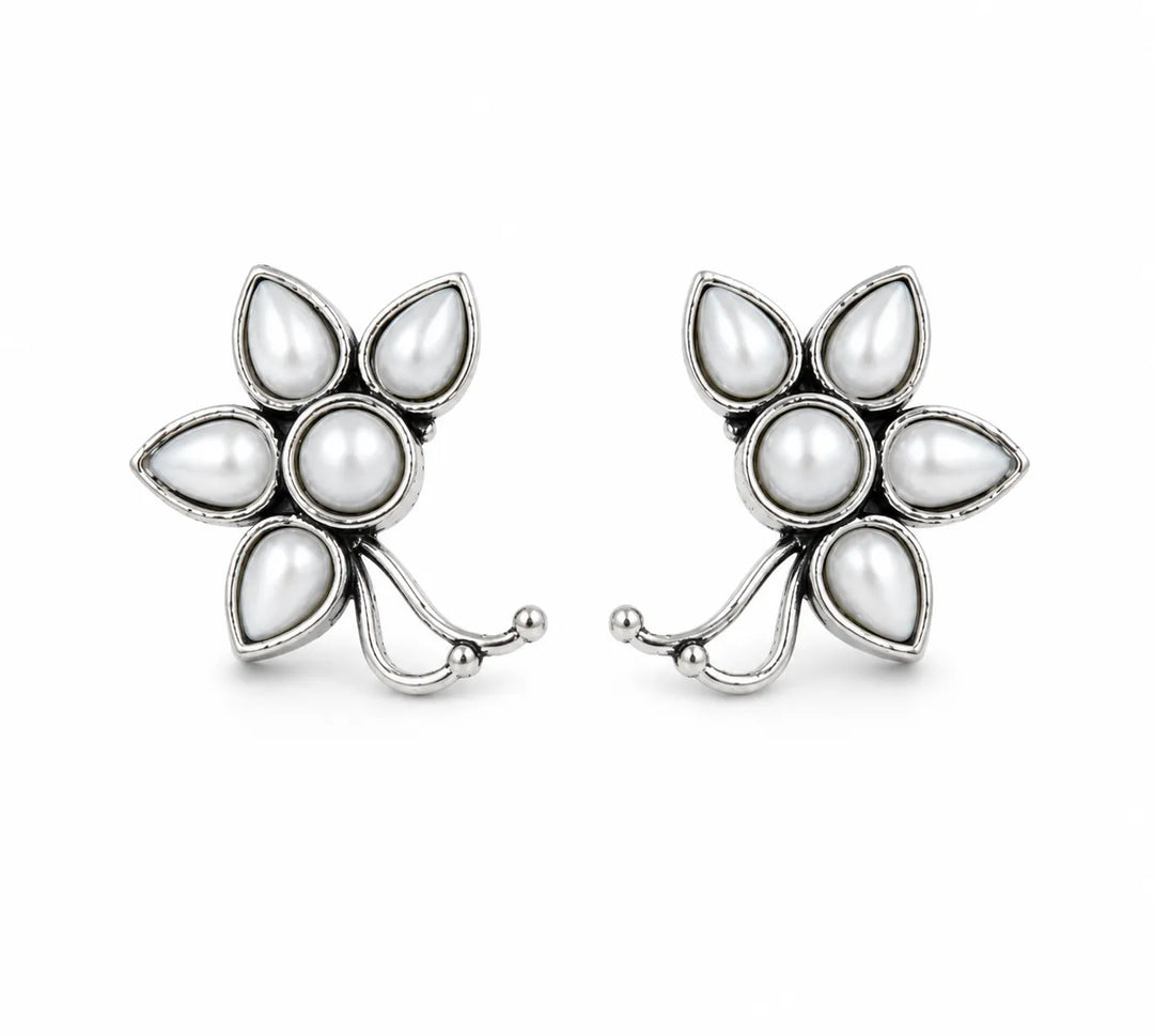 Floral Oxidised Stud Earrings