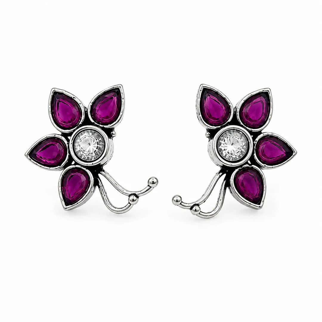 Floral Oxidised Stud Earrings
