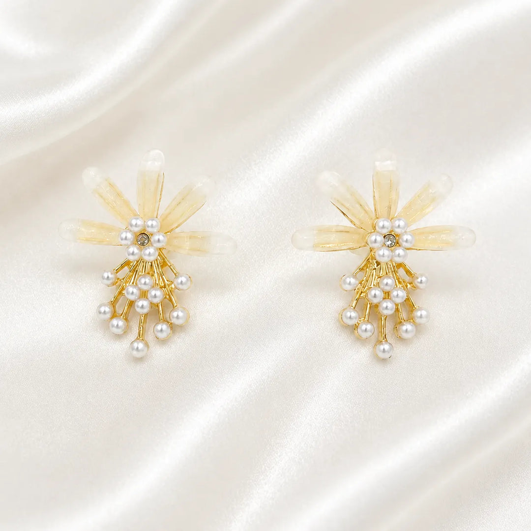 Ivory Bow Pearl Branch Drop Earrings