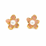 Load image into Gallery viewer, Blush Petal Pearl Centre Stud Earrings
