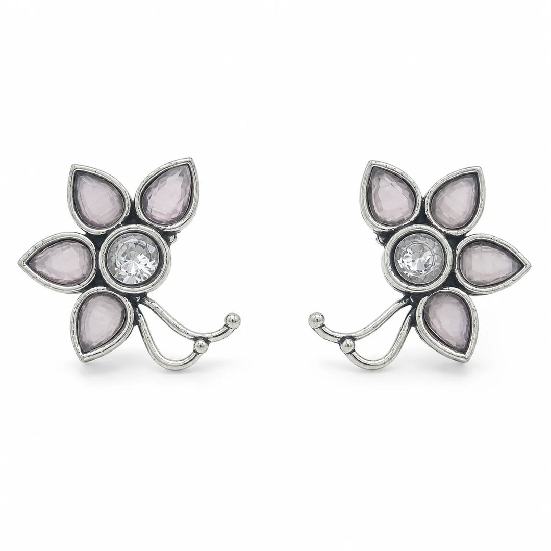 Floral Oxidised Stud Earrings