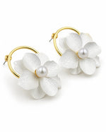Load image into Gallery viewer, Ruvique Large Floral Pearl Hoop Statement Earrings
