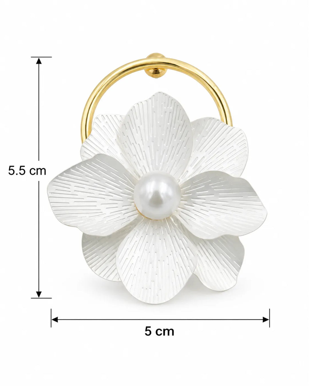 Ruvique Large Floral Pearl Hoop Statement Earrings