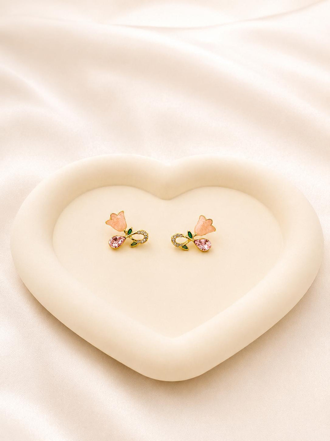 Pink Tulip Crystal Drop Earrings